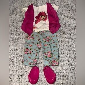 Pink and Floral doll Outfit with Shoes